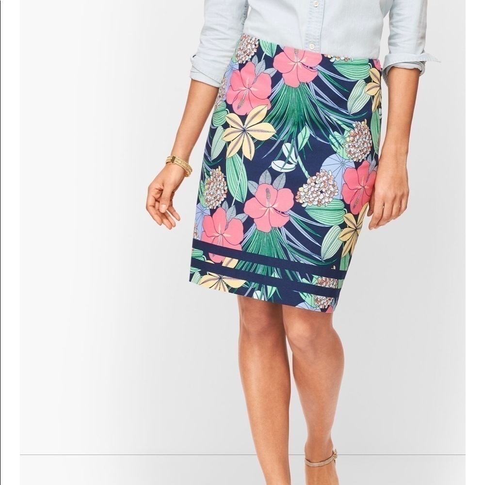Talbots | Talbots cotton canvas a line skirt hibiscus print